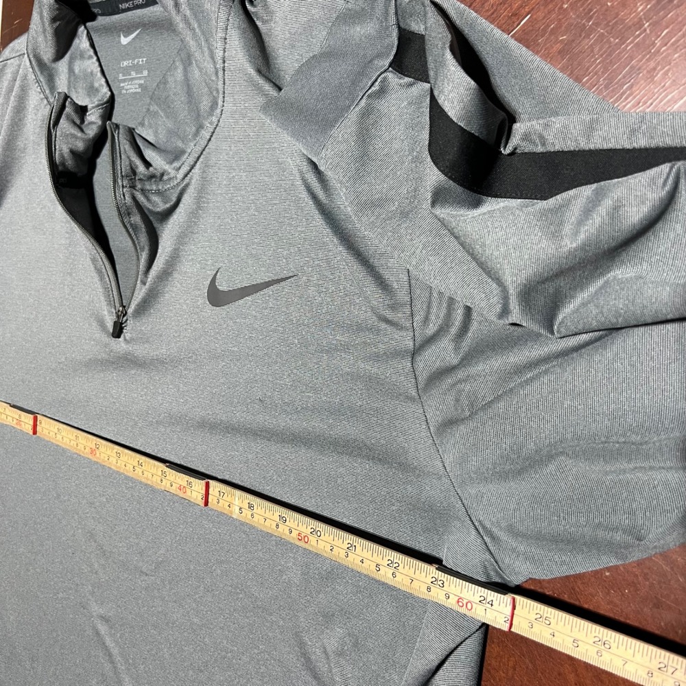 Nike Pro Dri-FIT Mens XL Quarter Zip Pullover Grey Black Stripe Active Top - Picture 5 of 13